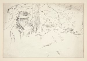 庭に座っている女性 - 正体不明のイラスト 作： Edwin Austin Abbey