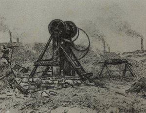 Winding Gear (紙に木炭) 作： Edwin Butler Bayliss