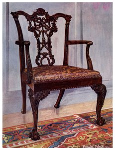 マホガニーのアームチェア、チッペンデールのスタイル、1911年から1912年。