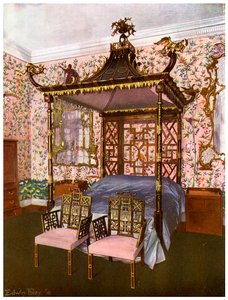 チッペンデール中国の寝室、バドミントンハウス、グロスターシャー、1911-1912。