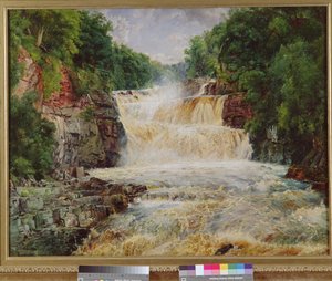 スワローフォールズ、ベットーズイコイド、北ウェールズ、1873 作： Edwin Frederick Holt