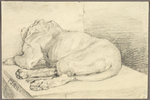 リクライニング ライオン、後ろから 作： Edwin Henry Landseer