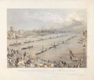 The Fleet of the City Steam Boats Passing In Review チャルシー沖でロンドン年次記念式典 作： Edwin Jewitt