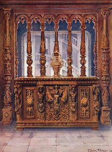 アンリ・ドゥー彫刻彫刻同じフランス時代のオークスクリーン 作： Edwin John Foley
