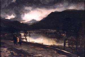 夕方の湖の風景 作： Edwin Landseer
