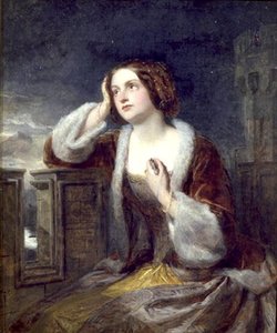 キャサリン・セイトン「レーベン湖の城壁から見る」1840年頃（油彩・キャンバス 作： Edwin Landseer