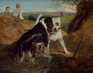 誰がスティックを持っていますか 作： Edwin Landseer