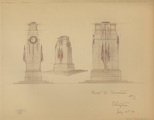 スケッチNo.1 ロンドン、ウェストミンスター、ホワイトホールの慰霊碑のための（カラーリトグラフ 作： Edwin Landseer Lutyens