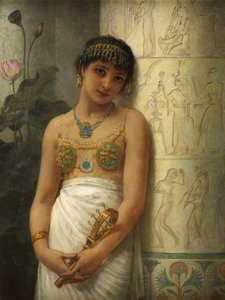 シストルムを持つエジプト人少女、1886 作： Edwin Longsden Long