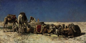 貯水池のそばのラクダ 作： Edwin Lord Weeks