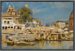 ベナレスの寺院と入浴ガート、1883-85年 作： Edwin Lord Weeks