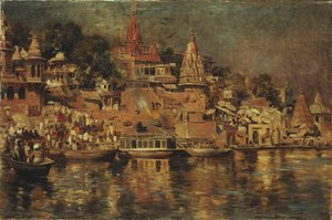 ベナレスでのガーツ山脈の眺め、1873 作： Edwin Lord Weeks