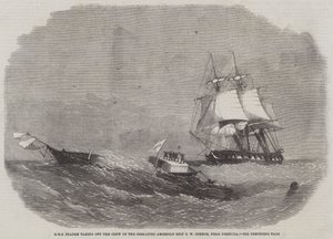 HMS Diademがバミューダの近くで、Dismasted American Ship CW Connorのクルーを離陸