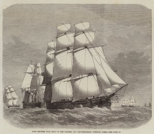 航路の4隻の船と地中海複合艦隊の間の競争 作： Edwin Weedon