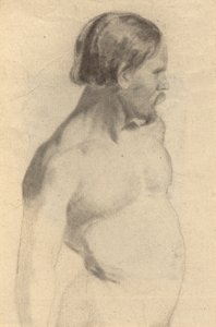 男性ヌード (直腸); ブーツ、メイフラワー号のコンパクトに署名するためのスケッチ (裏面) 作： Edwin White