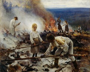 ブラシウッドを燃やすヨークの下 作： Eero Järnefelt