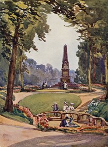 ライン川ホンブルク、公園の中（カラーリトグラフ） 作： Effie Jardine