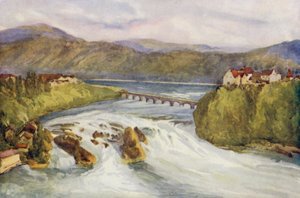 ライン川ラインの滝、シャフハウゼン（カラーリトグラフ） 作： Effie Jardine