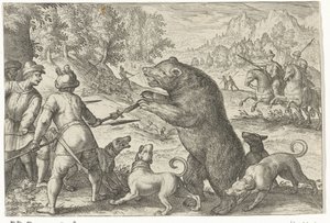 クマ狩りのある風景 狩りの情景（シリーズタイトル） Icones Venantum Species Varias Representantes (シリーズタイトル) 作： Egbert Jansz.