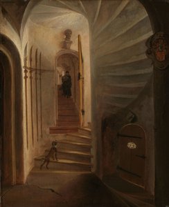 Portal of a stairway tower, with a man descending the stairs: presumably the moment before the assassination of William the Silent in the Ptinsenhof, Delft   1391535   ja       japanese Successfully Translated  Original: Ontwerp voor de beschildering van e 作： Egbert Lievensz. van der Poel (attributed to)