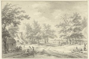 いくつかの農場と人物のある風景 作： Egbert van Drielst