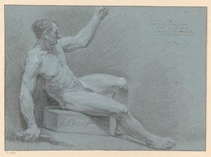 横から見た裸の男性の着席 (3等賞 1775年) 作： Egbert van Drielst