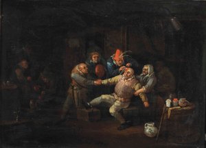 外科医の訪問（パネルに油彩） 作： Egbert van II The Younger Heemskerk
