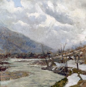 太陽光線、エジディオ・リーヴァ (1866-1946) 作、キャンバスに油彩、74x74 cm、イタリア、20 世紀