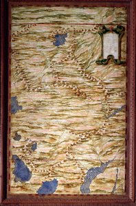 ペルーの地図 エグナツィオ・ダンティ（1536-1586）という数学者、宇宙学者、イタリア人建築家が作った地図。1567年頃。フィレンツェ、ヴェッキオ宮殿、マッパモンドの部屋（Sala del Mappamondo 作： Egnazio Danti