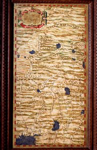 ガンジス川の上流にあるインドスタン（ヒンドスタン） エグナツィオ・ダンティ（1536-1586）数学者、宇宙学者、イタリア人建築家が制作したカルテ。1567年頃。フィレンツェ、ヴェッキオ宮殿、マッパモンドの部屋（Sala del Mappamondo 作： Egnazio Danti