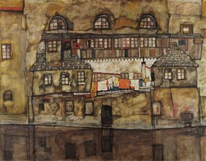 川の家の壁 作： Egon Schiele