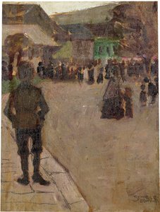 クロスターノイブルクのレオポルディタッグの前、1907 作： Egon Schiele