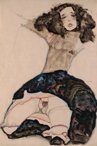 リフトスカートの黒髪少女1911 作： Egon Schiele