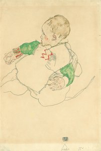 緑の袖を持つ子供 作： Egon Schiele
