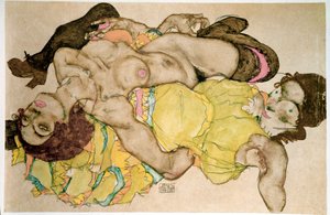 湾曲した女性。エゴン・シーレによるドローイング 作： Egon Schiele