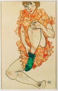 緑のストッキング（ガッシュと鉛筆） 作： Egon Schiele