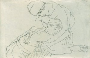 抱擁、1914 作： Egon Schiele