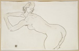 1918年に女性がひざまずいて左に前屈する