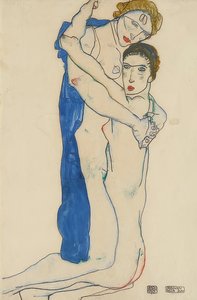 ガールフレンド、ピンクブルー。 1913 作： Egon Schiele