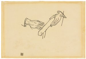 手の研究、博士ヴィクトルリッターフォンバウアー、1917年 作： Egon Schiele