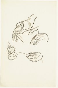 手、ヒューゴ・コラー博士の肖像画の研究（紙にチョークで書く） 作： Egon Schiele