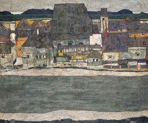 川沿いの家、旧市街、1914 作： Egon Schiele