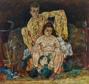 しゃがむ人間カップル (ザ・ファミリー) 作： Egon Schiele