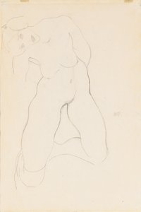 ひざまずく女性ヌード、1912 作： Egon Schiele