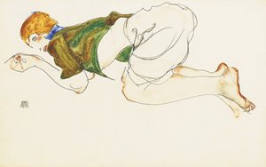 ひざまずく女性、1912 作： Egon Schiele