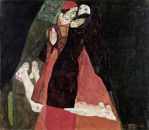 「枢機卿と修道女」 エゴン・シーレ (1890-1918) 画 1912年 レオポルド美術館、ウィーン 作： Egon Schiele