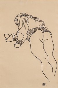 横になります。リクライニング、1918 作： Egon Schiele