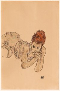 横たわる女、1917年。 作： Egon Schiele