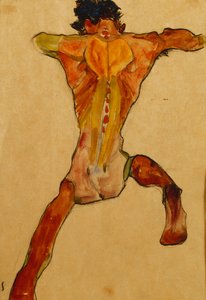 後ろから見た男性のヌード。 Mannlicher Ruckenakt、1910 作： Egon Schiele