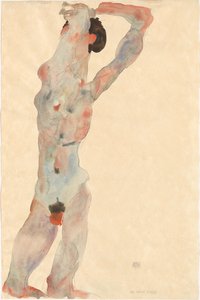男性の裸体、1912 年。 作： Egon Schiele
